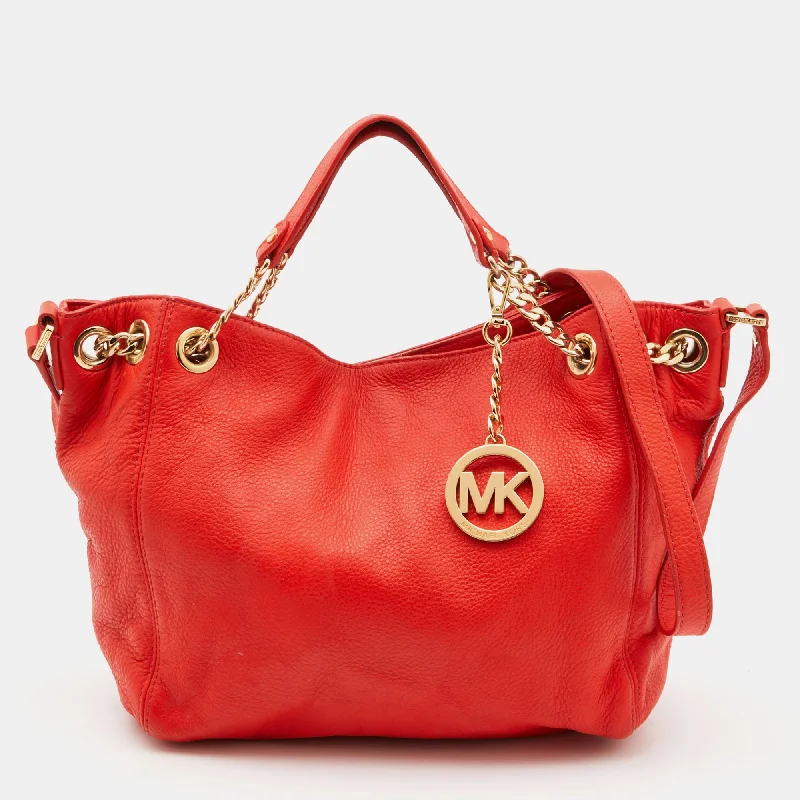 Orange Leather Chain Hobo