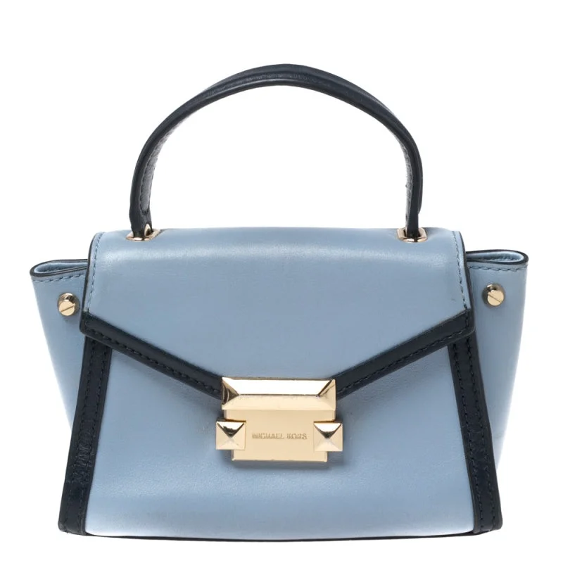 Two Tone Blue Leather Mini Whitney Top Handle Bag