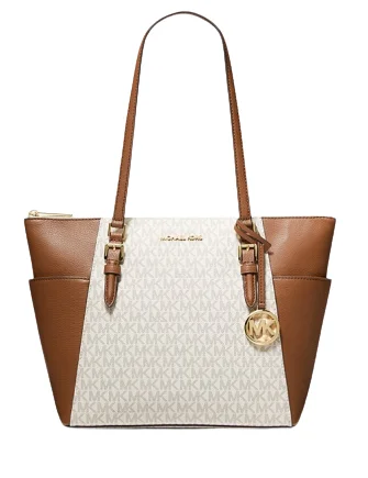 Michael Michael Kors Charlotte Large Logo and Leather Top Zip Tote Bag