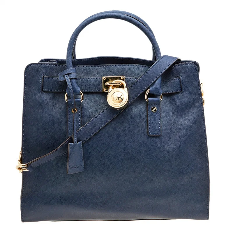 Blue Saffiano Leather Large Hamilton Tote