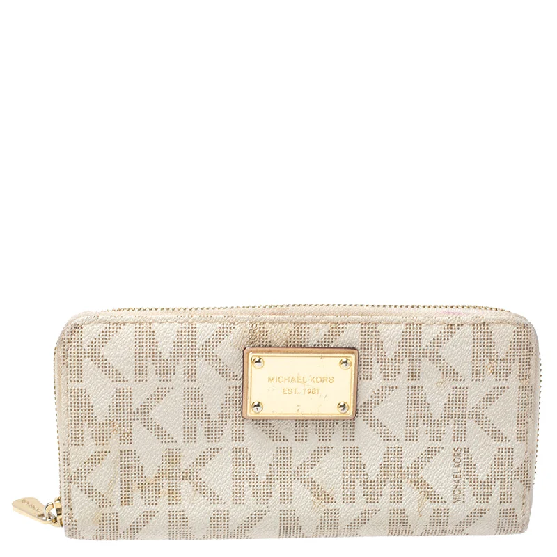 White Monogram Coated Canvas Zip Around Wallet