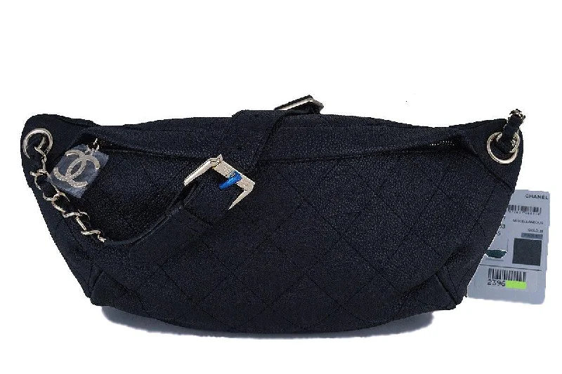 17P NWT Chanel Black Caviar Soft Quilted Classic Fanny Pack Bag