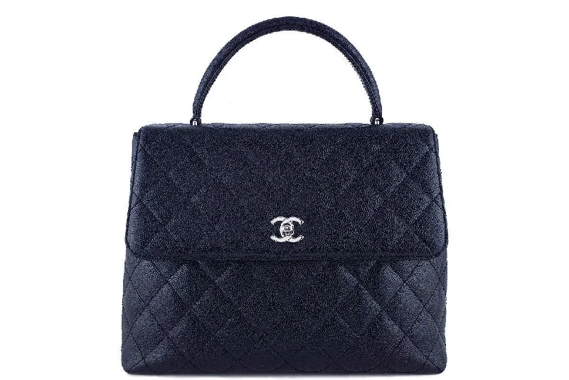 Chanel Black 2.55 Classic Quilted Kelly Flap Satchel Bag