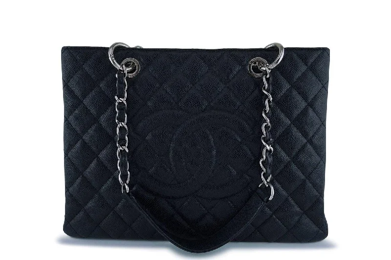 Chanel Black Caviar Classic Grand Shopper Tote GST Shopping Bag SHW