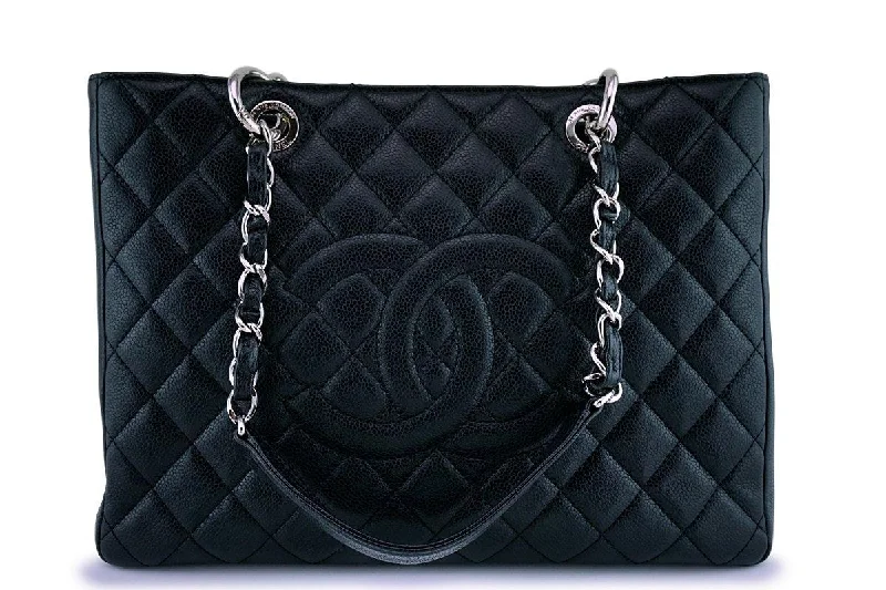 Chanel Black Caviar Classic Grand Shopper Tote GST Shopping Bag SHW