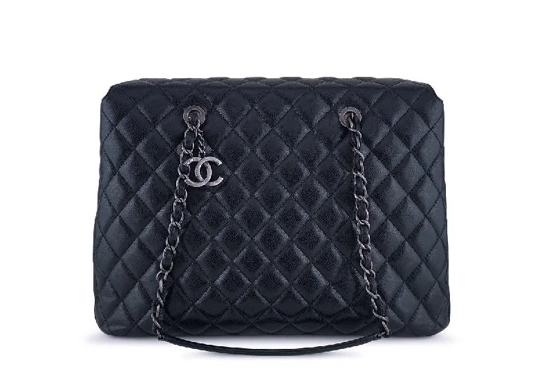 Chanel Black Caviar Classic Quilted Business Tote Bag