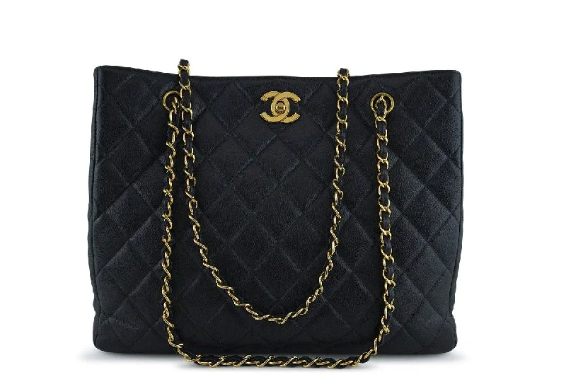 Chanel Black Caviar Classic Quilted Shopper Tote Bag 24kgp