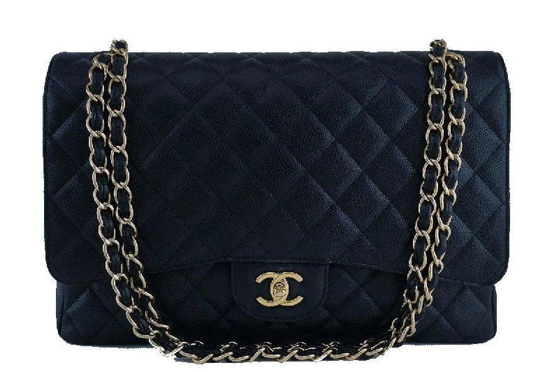 Chanel Black Caviar Maxi Quilted Classic 2.55 Jumbo XL Flap Bag GHW