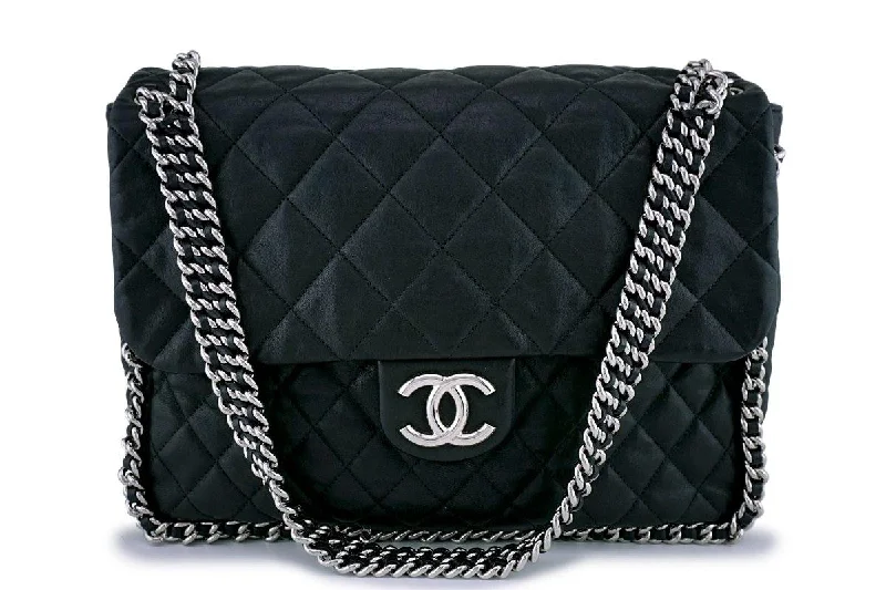 Chanel Black Chain Around Maxi Luxe Flap Bag