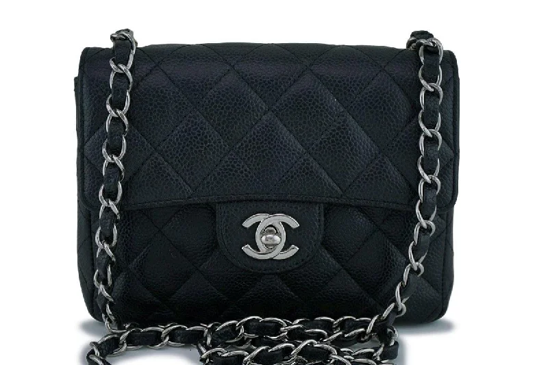 Chanel Black Classic Caviar Quilted Square Mini Flap Bag SHW