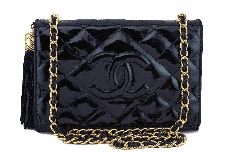 Chanel Black Classic Flap, Timeless Vintage Tassel Bag