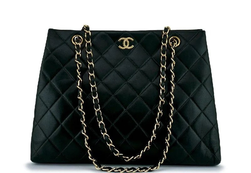 Chanel Black Classic Quilted Shopper Tote Bag 24k GHW