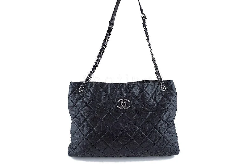 Chanel Black Classic Quilted Shopper Tote Bag