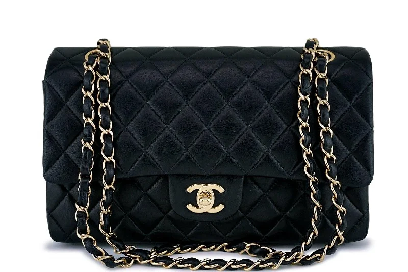 Chanel Black Lambskin Medium Classic Double Flap Bag 24k GHW