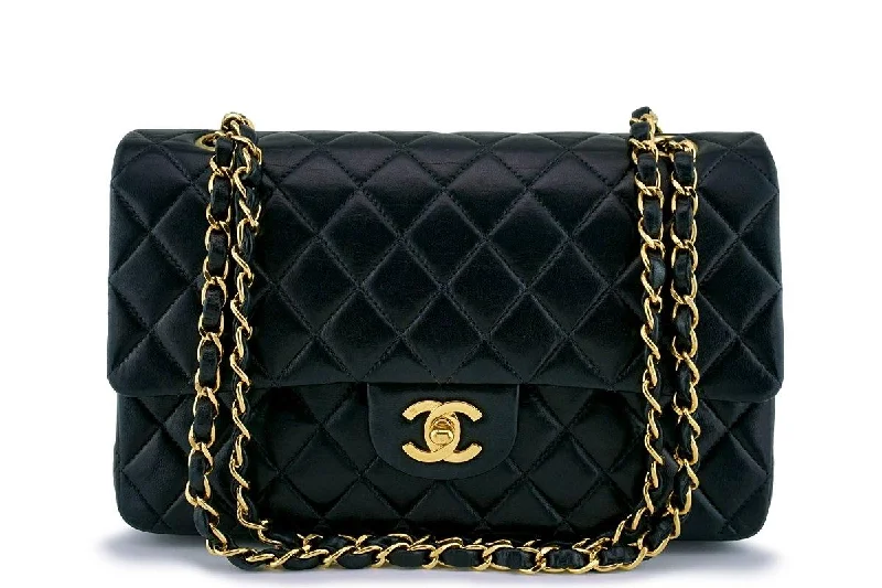 Chanel Black Lambskin Medium Classic Double Flap Bag 24k GHW