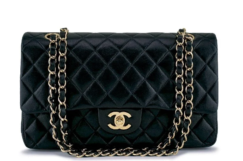 Chanel Black Lambskin Medium  Classic Double Flap Bag 24k GHW