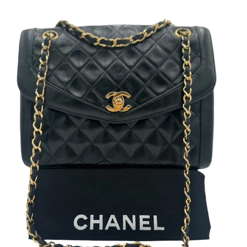 CHANEL Black Lambskin Special Edition Diana Single Flap Bag