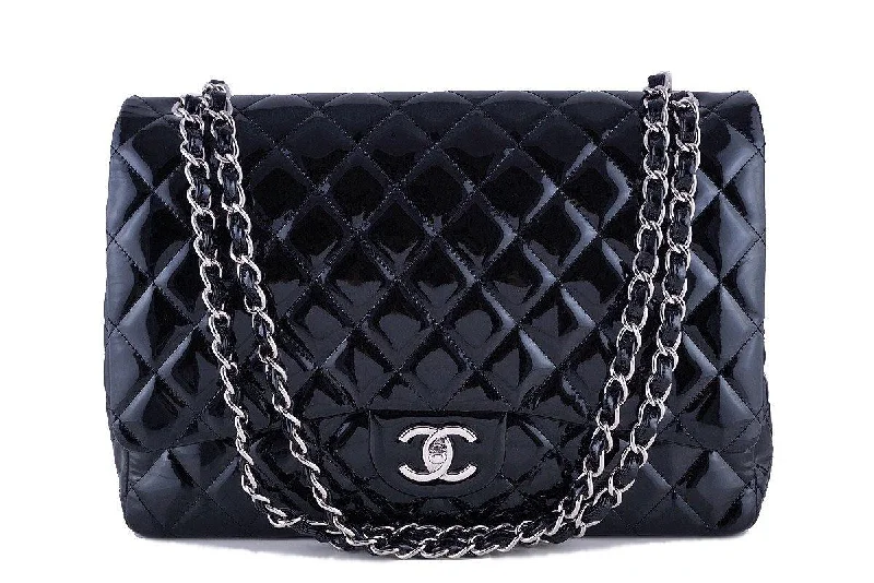 Chanel Black Patent Maxi 2.55 Classic Double Flap Bag