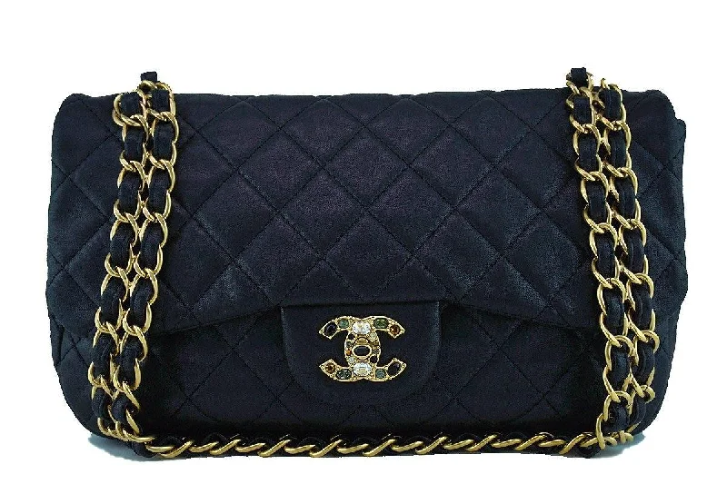 Chanel Black Precious Jewel Limited Jumbo Flap Bag