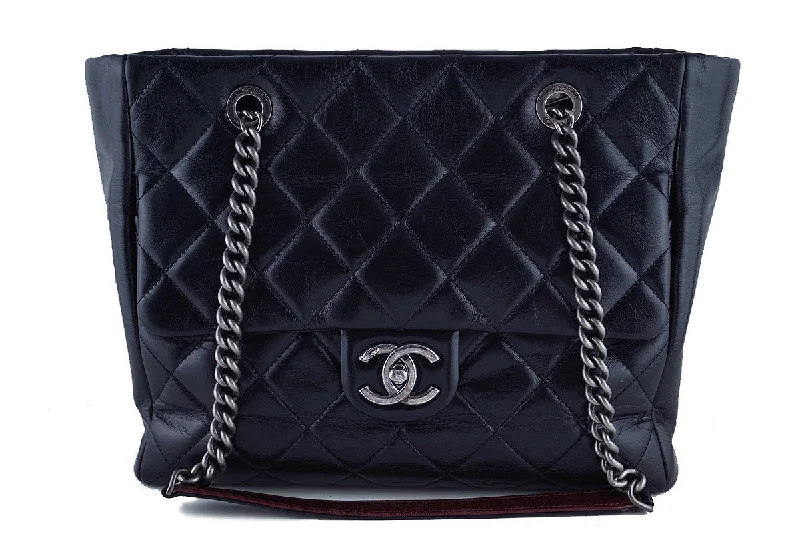 Chanel Black Shopper Classic Flap Tote with Boy Chain Bag