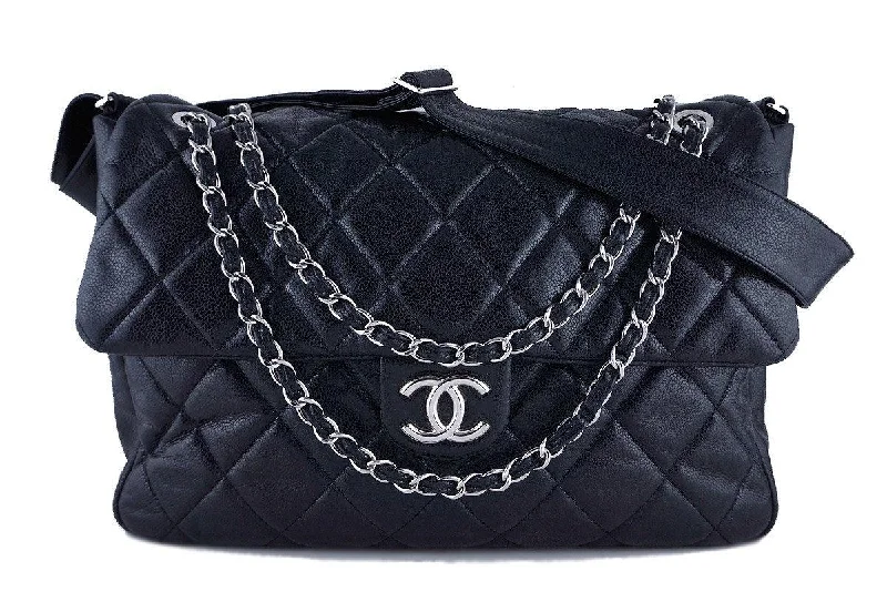 Chanel Black Soft Caviar Bookbag XL Flap Tote Bag