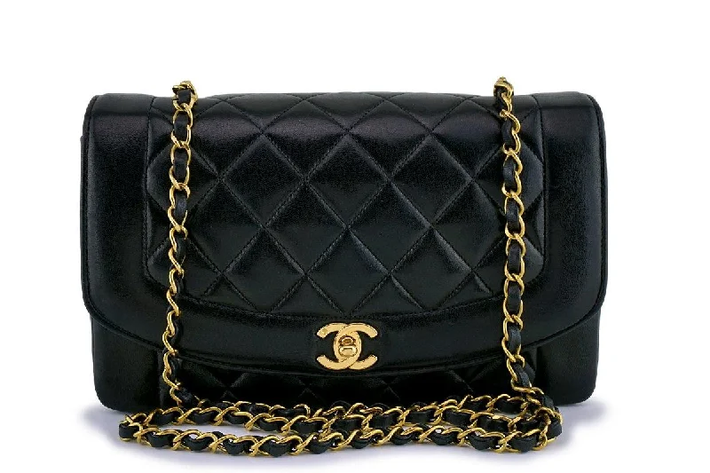 Chanel Black Vintage Quilted Classic "Diana" Shoulder Flap Bag 24k GHW