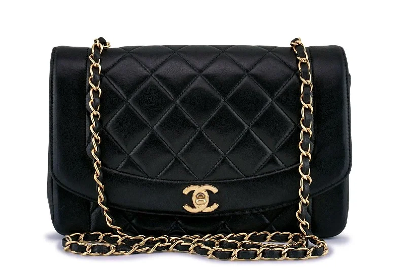 Chanel Black Vintage Quilted Classic "Diana" Shoulder Flap Bag 24k GHW