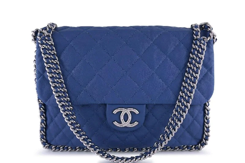 Chanel Blue Chain Around Maxi Luxe Flap Bag