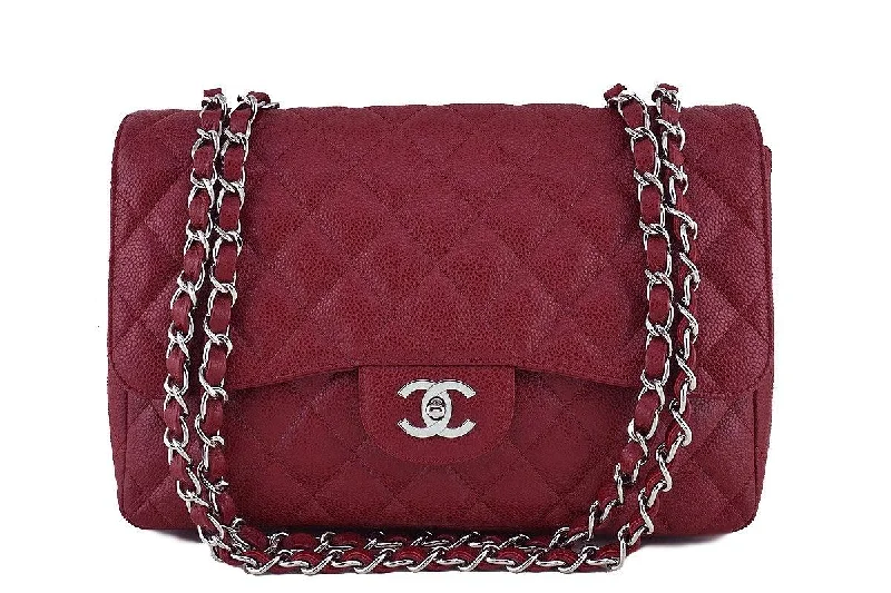 Chanel Dark Red Caviar Jumbo 2.55 Classic Flap Bag