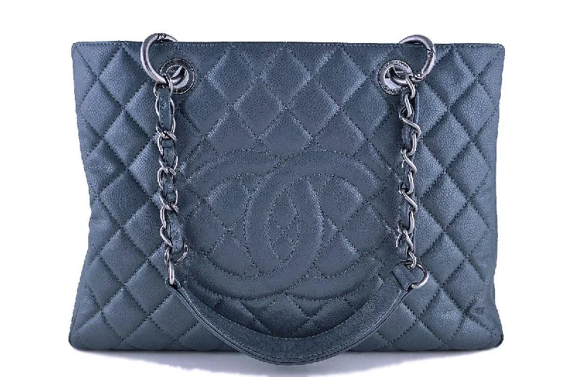 Chanel Gray Caviar Classic Grand Shopper Tote GST Bag