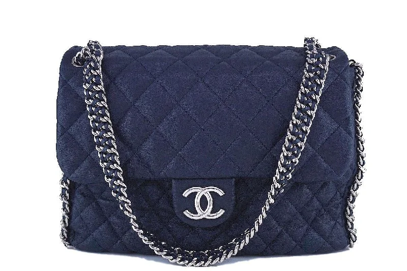 Chanel Navy Blue Chain Around Maxi Luxe Flap Bag