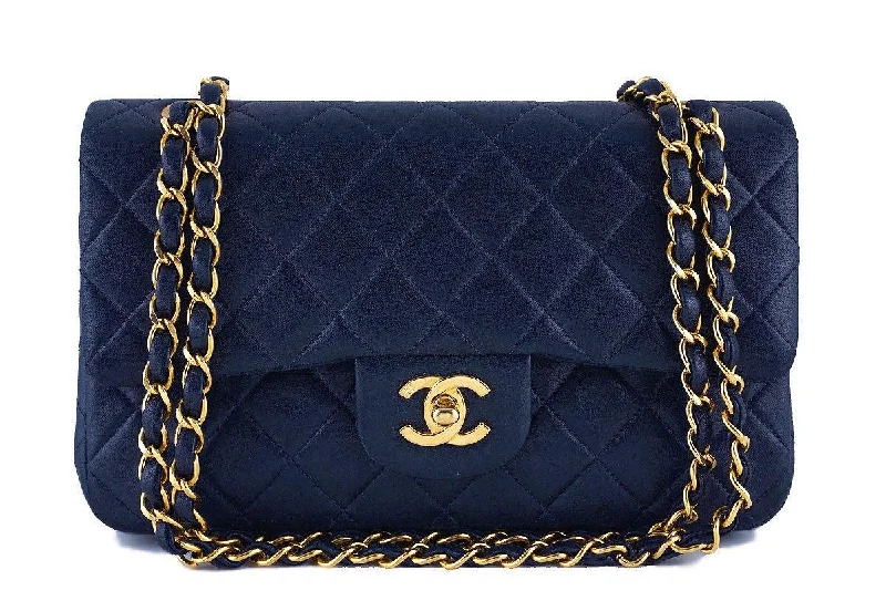 Chanel Navy Blue Lambskin Medium-Small Classic 2.55 Double Flap Bag