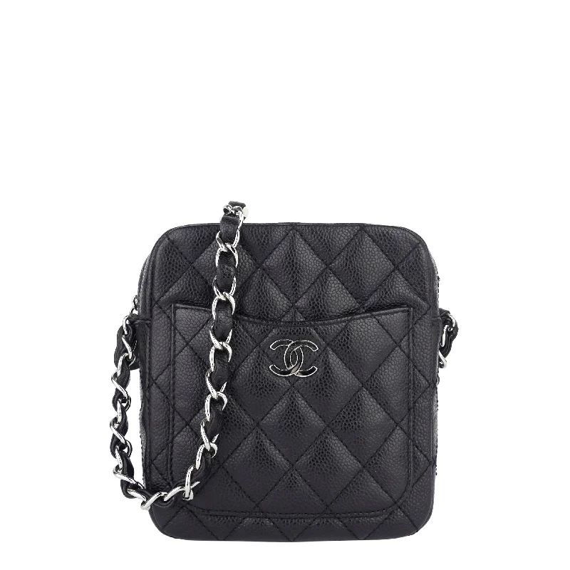 Camera Caviar Leather Crossbody Bag