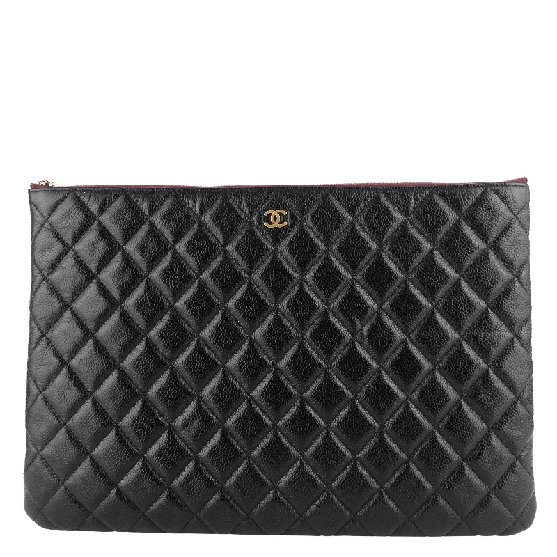 O Case Large Caviar Leather Clutch Bag