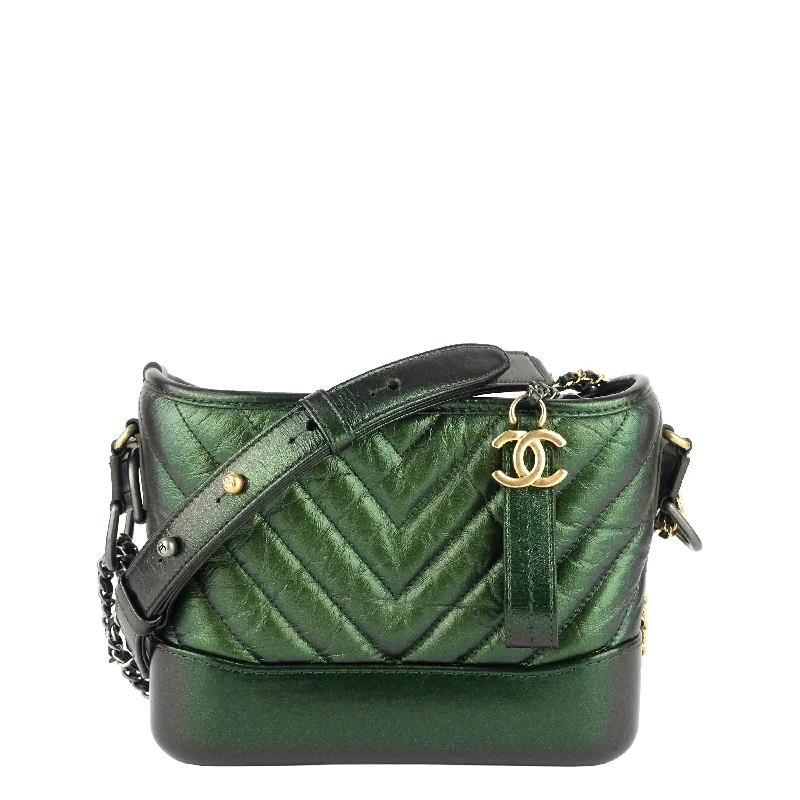 Gabrielle Small Chevron Metallic Leather Hobo Bag