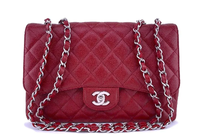 Chanel Red Caviar Jumbo 2.55 Classic Flap Bag SHW