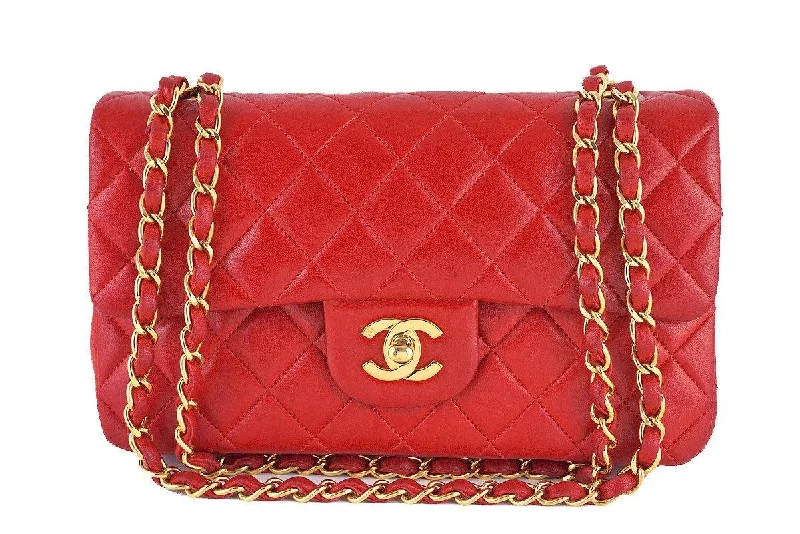 Chanel Red Lambskin Medium-Small Classic 2.55 Double Flap Bag