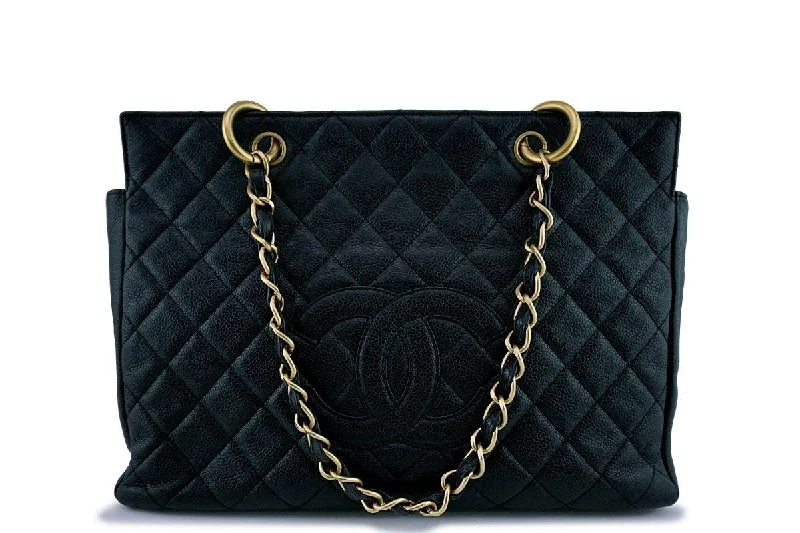 Chanel Vintage Black Caviar Classic Grand Shopper Tote GST Shopping Bag