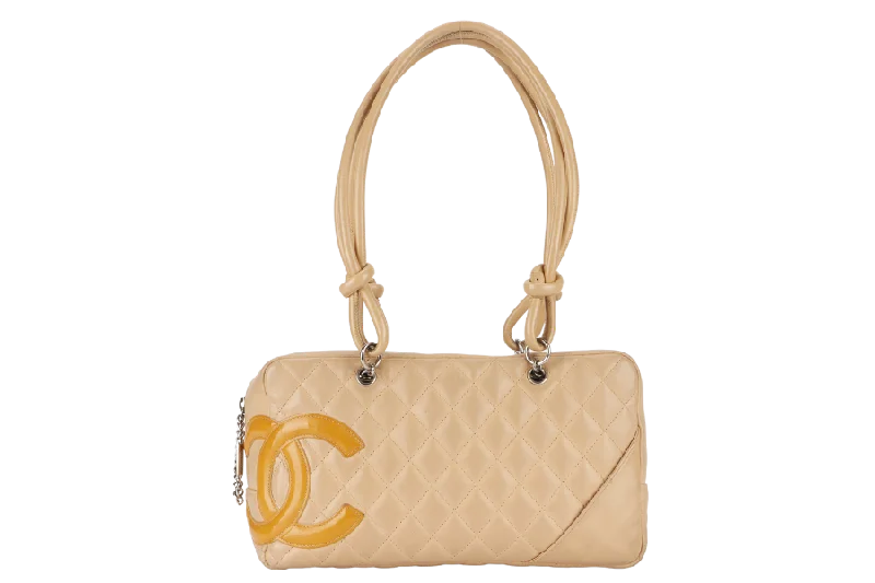 CHANEL VINTAGE CAMBON BOWLER BAG (1023xxxx) BEIGE LAMBSKIN WITH DUST COVER AND BOX