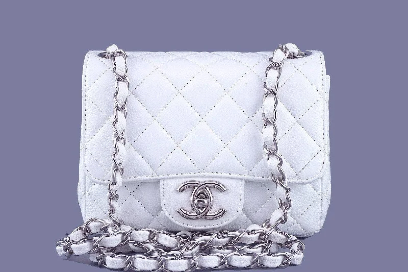 Chanel White Caviar Classic Quilted Square Mini 2.55 Flap Bag