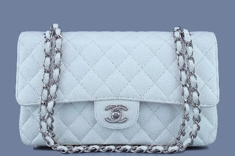 Chanel White Caviar Medium Classic 2.55 Double Flap Bag SHW