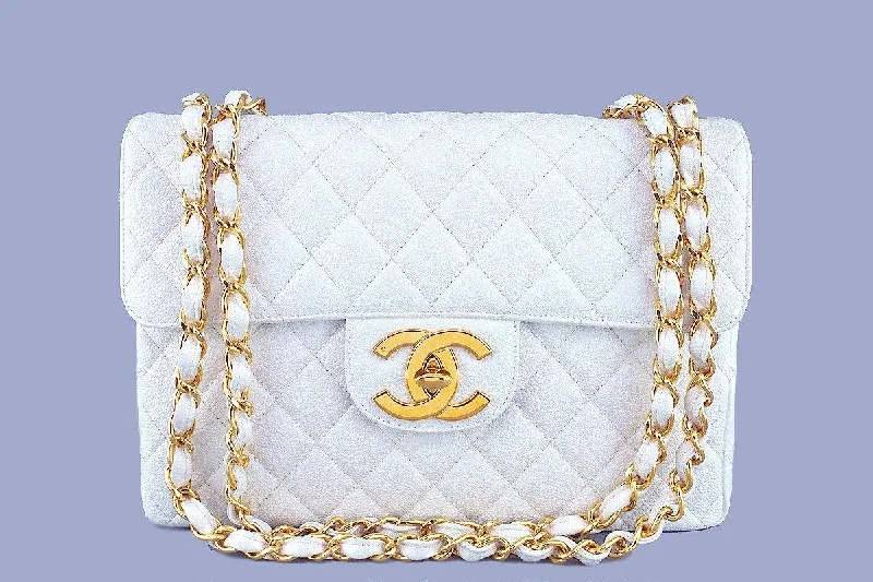 Chanel White Caviar Vintage Jumbo Classic 2.55 Flap Bag