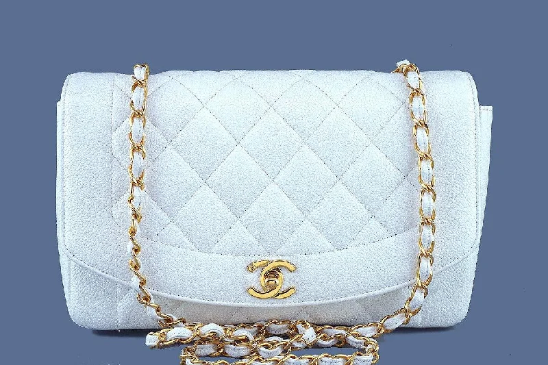 Chanel White Caviar Vintage Quilted Classic "Diana" Flap Bag