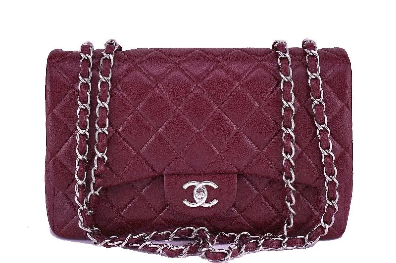 Chanel Wine Red Caviar Jumbo 2.55 Classic Flap Bag