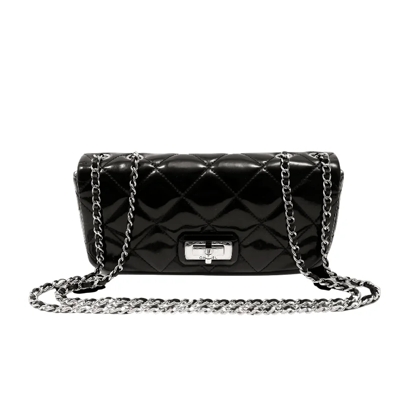 Chanel Black Patent Leather East West Reissue Flap Bag