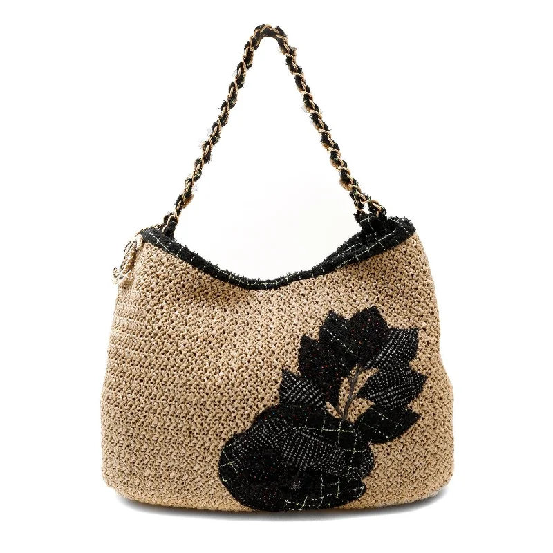 Chanel Coco Country Seagrass Camellia Large Bag