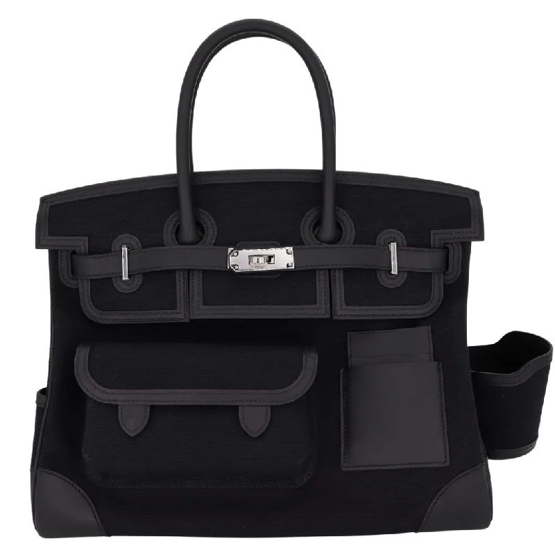 Hermès 35cm Birkin Cargo Black Canvas Swift Leather Palladium Hardware