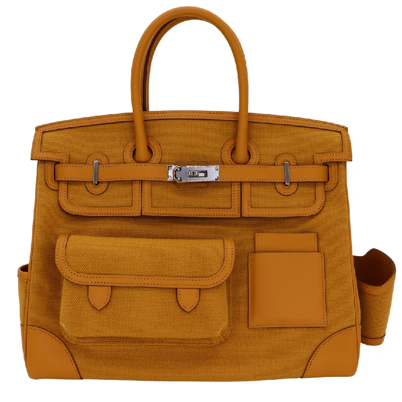 Hermès 35cm Birkin Cargo Sesame Canvas/Swift Leather Palladium Hardware