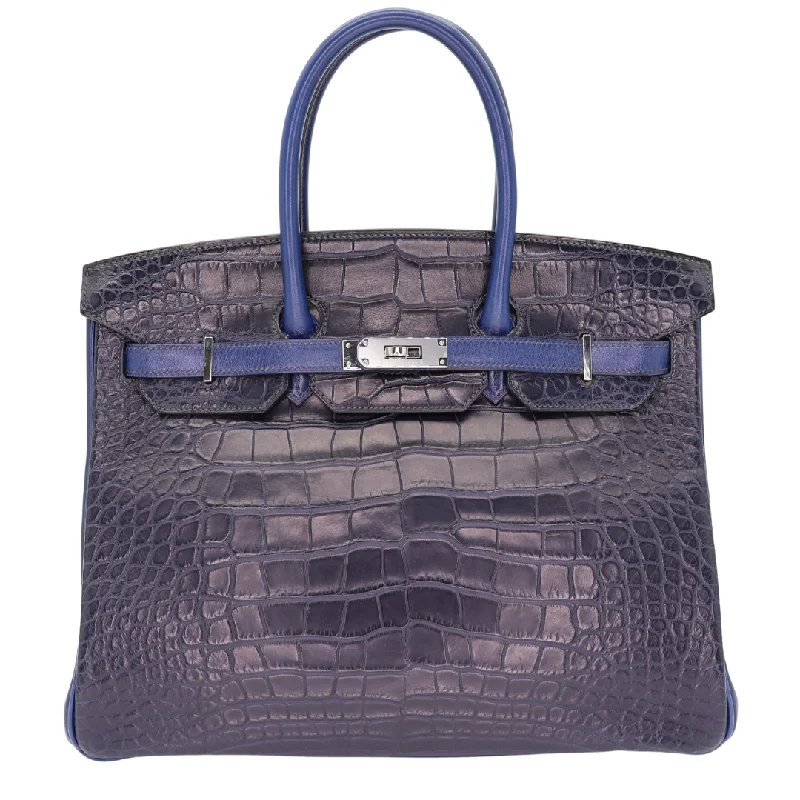 Hermès 35cm Birkin Trileather Bleu Indigo Palladium Hardware