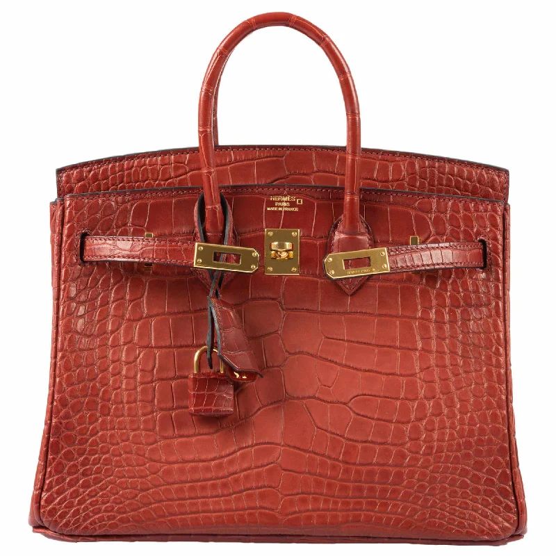 Hermès Birkin 25 HSS Rouge H Alligator & Orange Interior Gold Hardware